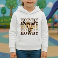 Leopard Boho Bull Skull Sunflower Howdy Western Decor Kids Hoodie thumb 3