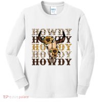 Leopard Boho Bull Skull Sunflower Howdy Western Decor Kids Long Sleeve Shirt thumb 0