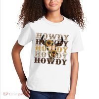 Leopard Boho Bull Skull Sunflower Howdy Western Decor Kids T-Shirt thumb 2