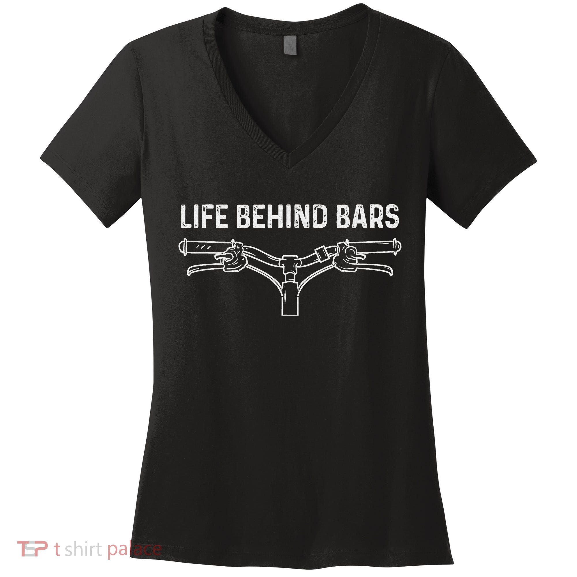 Life Behind Bars Bicycle Cycling Cyclist Women's V-Neck T-Shirt