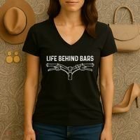 Life Behind Bars Bicycle Cycling Cyclist Women's V-Neck T-Shirt thumb 3