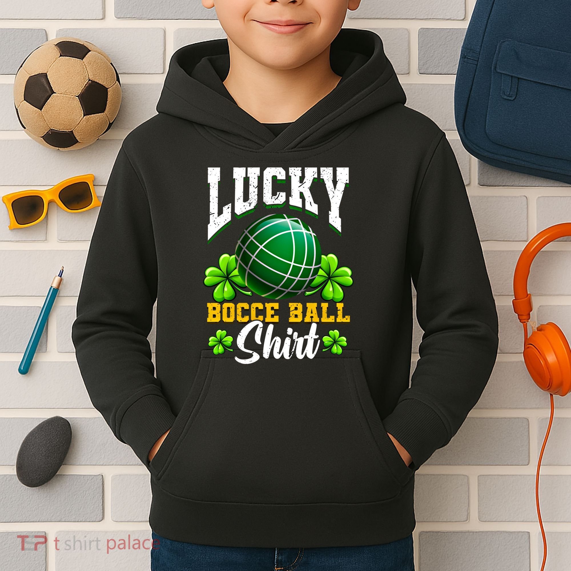 Lucky Bocce Ball Gift Italian Game Bocce Cool Gift Kids Hoodie