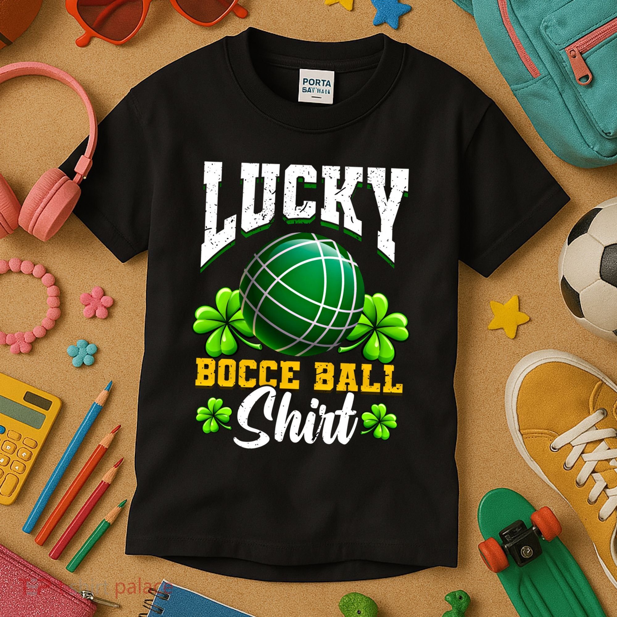 Lucky Bocce Ball Gift Italian Game Bocce Cool Gift Kids T-Shirt