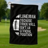 Lineman Because Brick Wall Isnt Position Football Golf Towel thumb 1