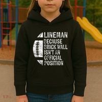 Lineman Because Brick Wall Isnt Position Football Kids Hoodie thumb 3