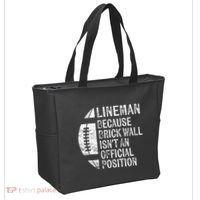 Lineman Because Brick Wall Isnt Position Football Tote Bag thumb 2