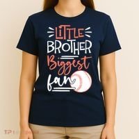 Little Brother Biggest Fan Baseball Season T-Shirt thumb 4