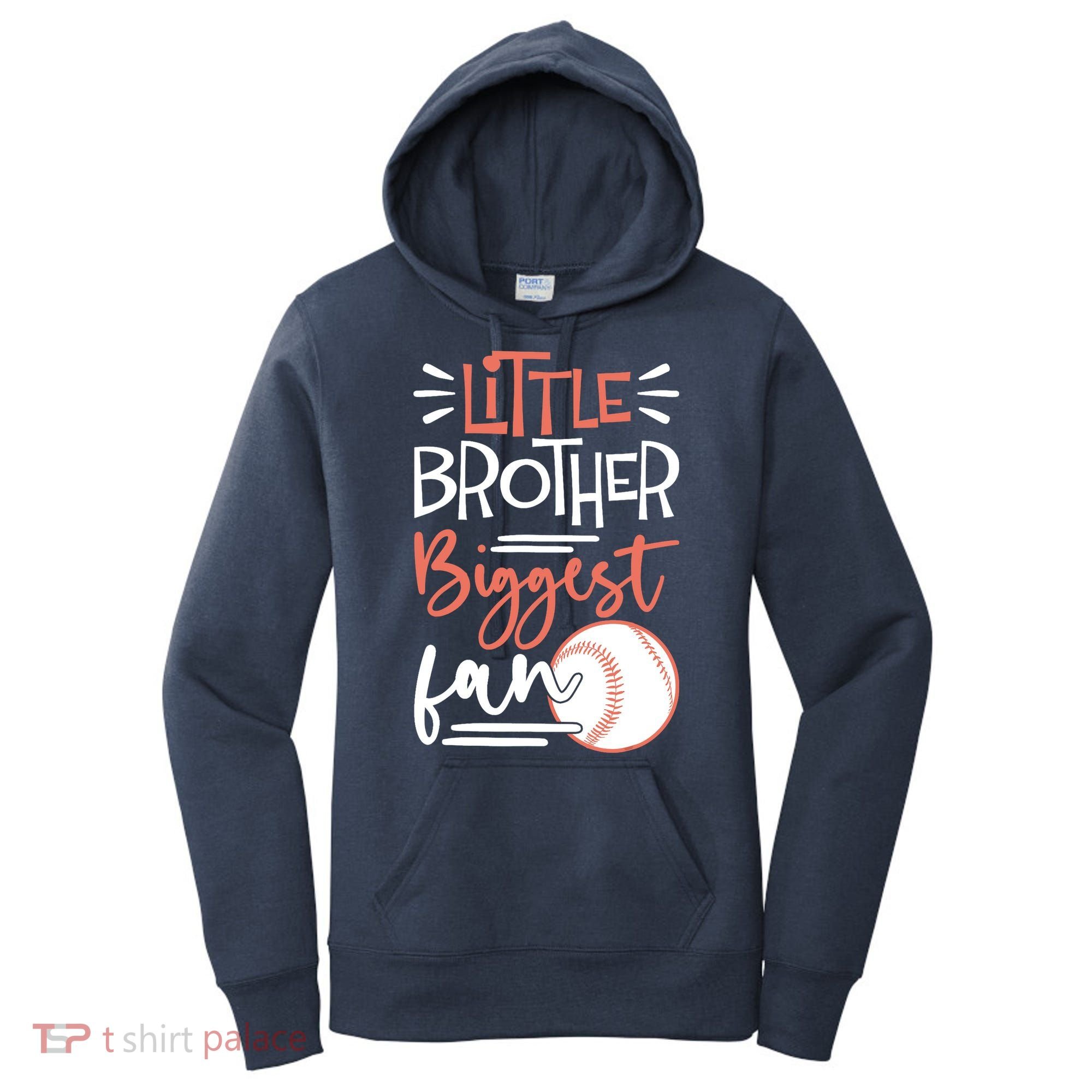Little Brother Biggest Fan Baseball Season Women's Hoodie