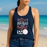 Little Brother Biggest Fan Baseball Season Women's Tank Top thumb 2
