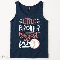 Little Brother Biggest Fan Baseball Season Tank Top thumb 2