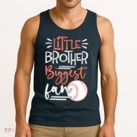 Little Brother Biggest Fan Baseball Season Tank Top thumb 3