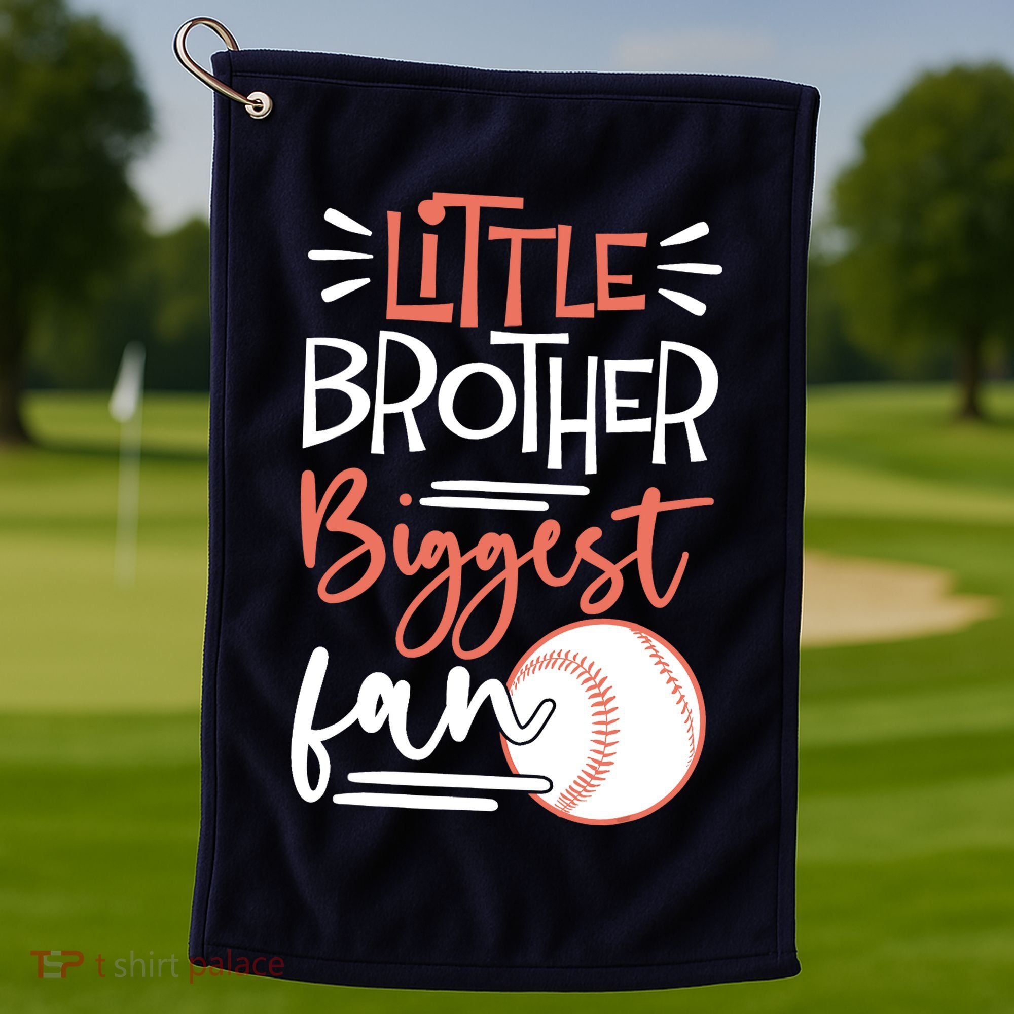 Little Brother Biggest Fan Baseball Season Golf Towel