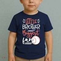 Little Brother Biggest Fan Baseball Season Toddler T-Shirt thumb 2