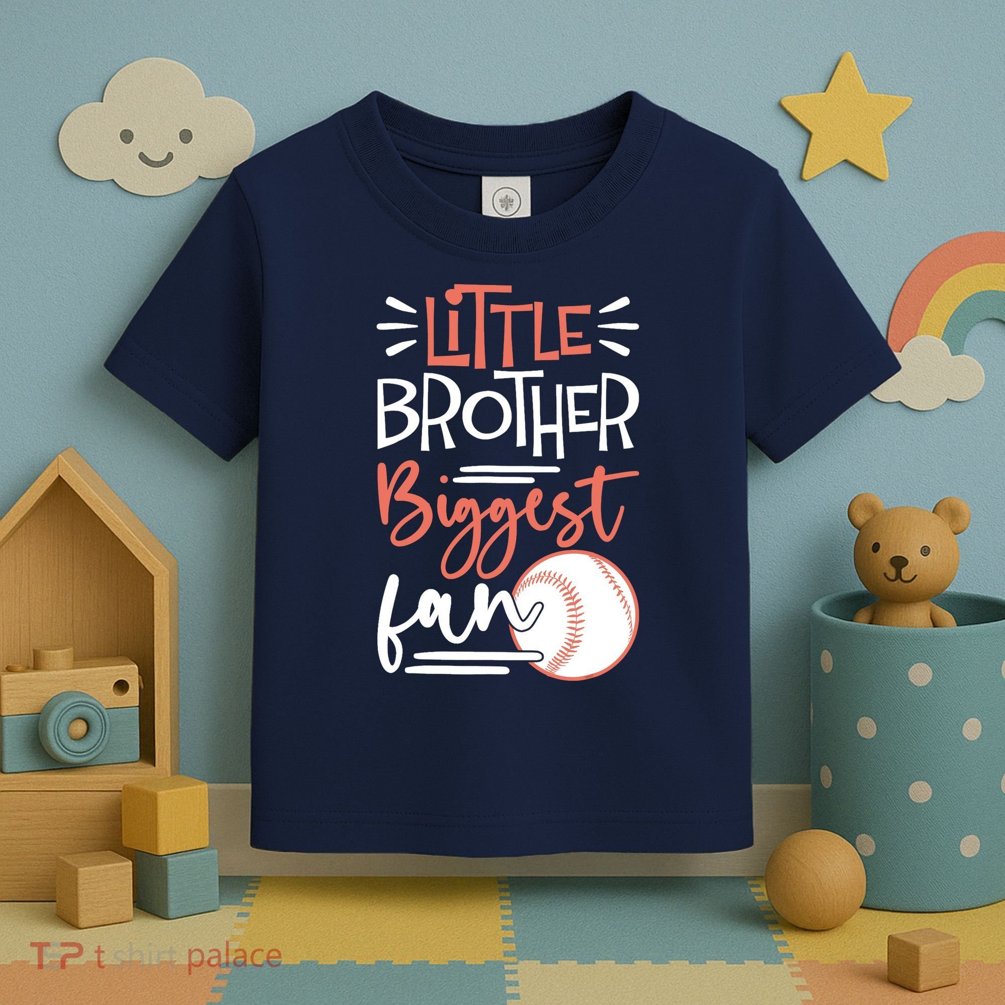 Little Brother Biggest Fan Baseball Season Toddler T-Shirt