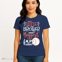 Little Brother Biggest Fan Baseball Season Women's T-Shirt thumb 4