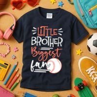 Little Brother Biggest Fan Baseball Season Kids T-Shirt thumb 3