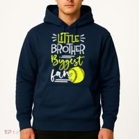 Little Brother Biggest Fan Softball, Softball Hoodie thumb 2