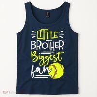 Little Brother Biggest Fan Softball, Softball Tank Top thumb 2
