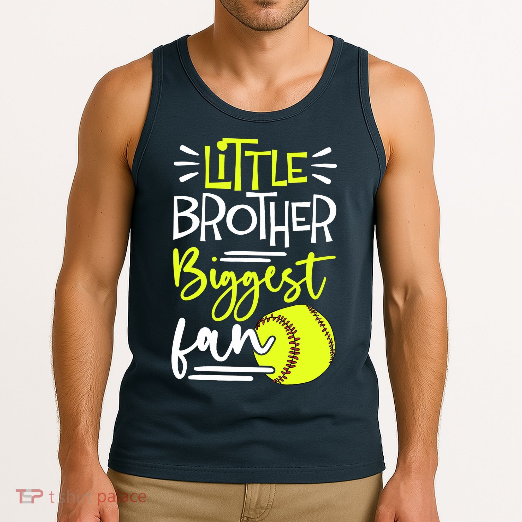 Little Brother Biggest Fan Softball, Softball Tank Top