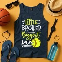 Little Brother Biggest Fan Softball, Softball Tank Top thumb 4