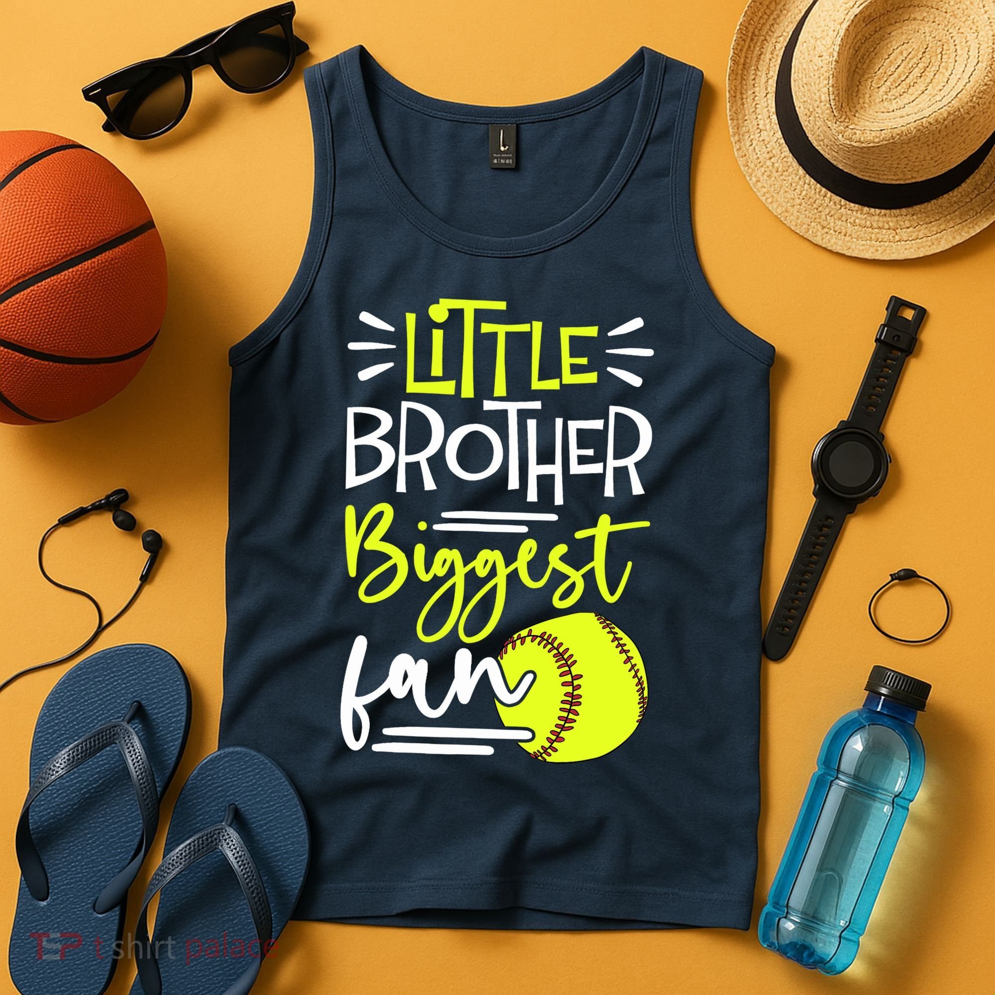Little Brother Biggest Fan Softball, Softball Tank Top