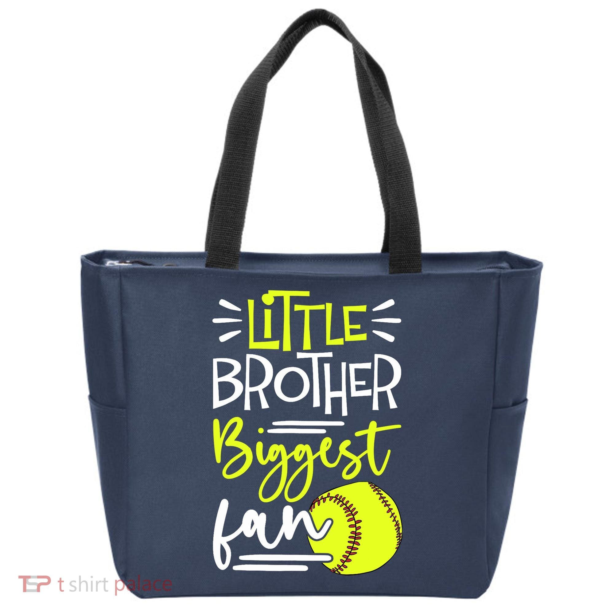 Little Brother Biggest Fan Softball, Softball Tote Bag