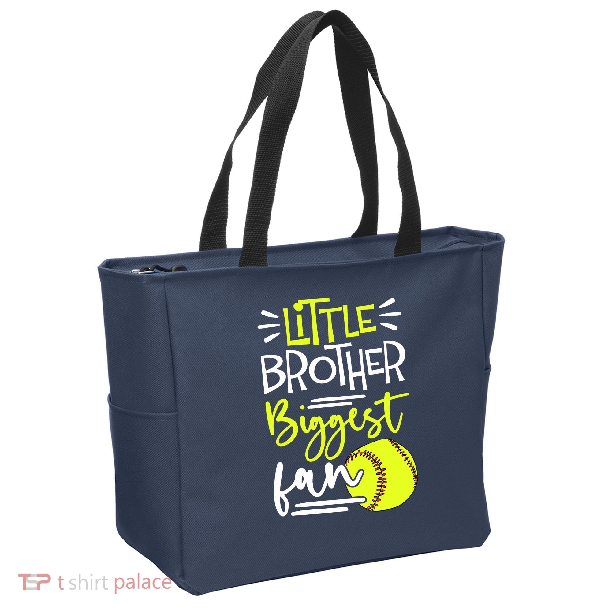 Little Brother Biggest Fan Softball, Softball Tote Bag