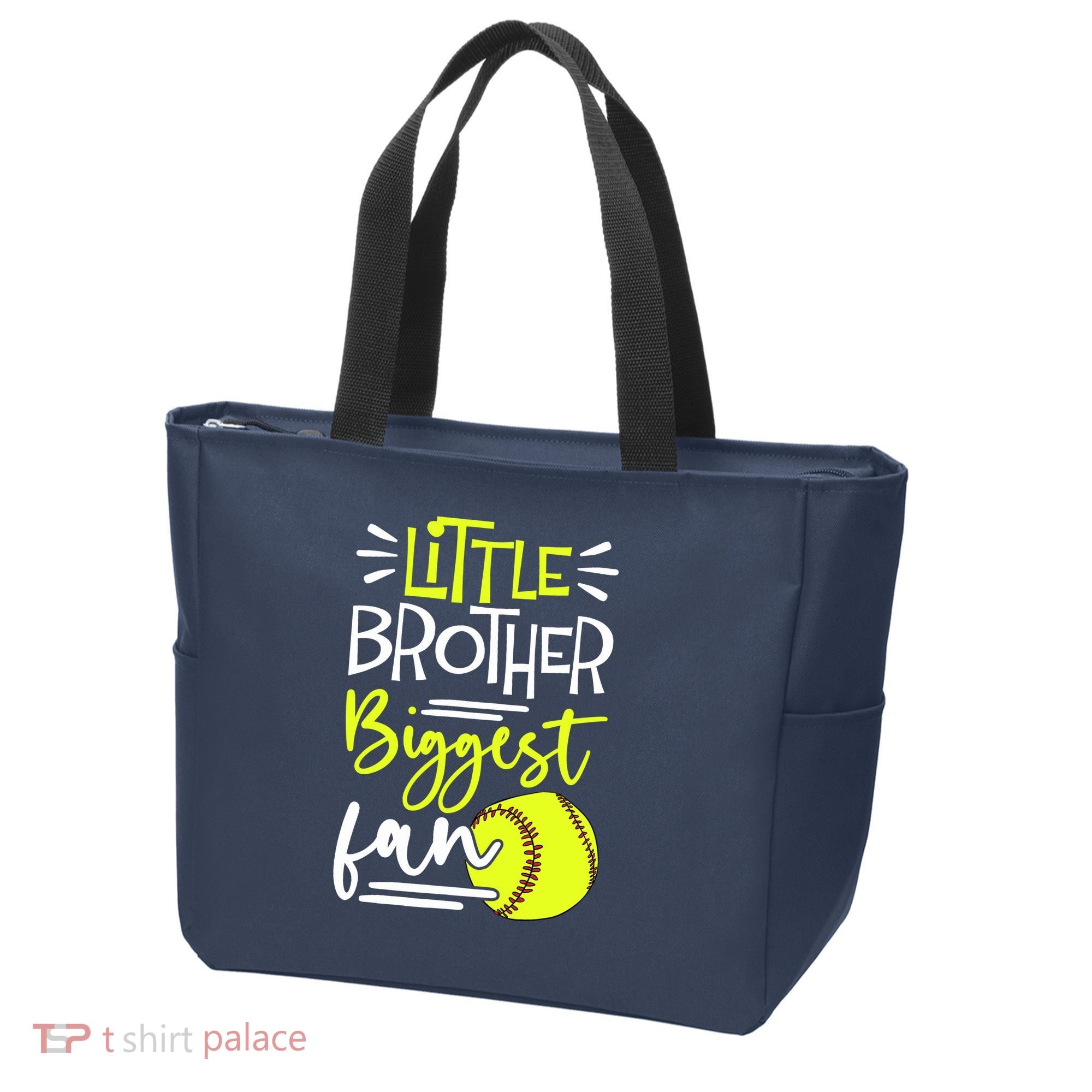 Little Brother Biggest Fan Softball, Softball Tote Bag