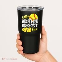 Little Brother Biggest Fan Softball, Softball Tumbler thumb 2