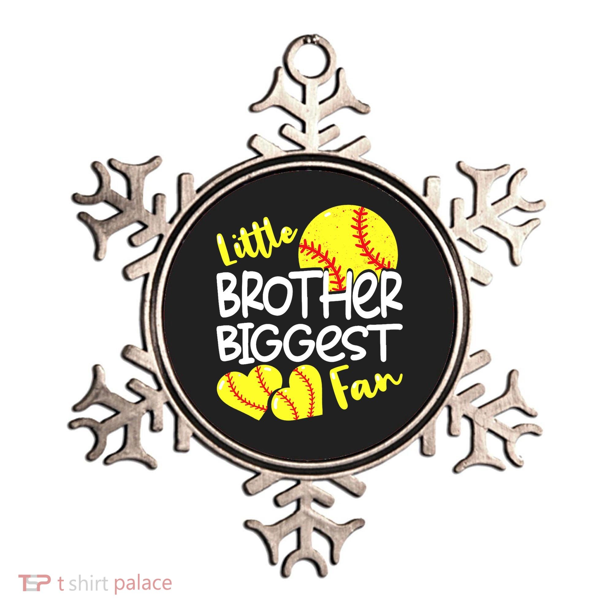 Little Brother Biggest Fan Softball, Softball Ornament