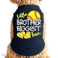 Little Brother Biggest Fan Softball, Softball Doggie Tank thumb 0