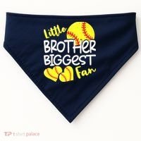 Little Brother Biggest Fan Softball, Softball USA-Made Doggie Bandana thumb 0