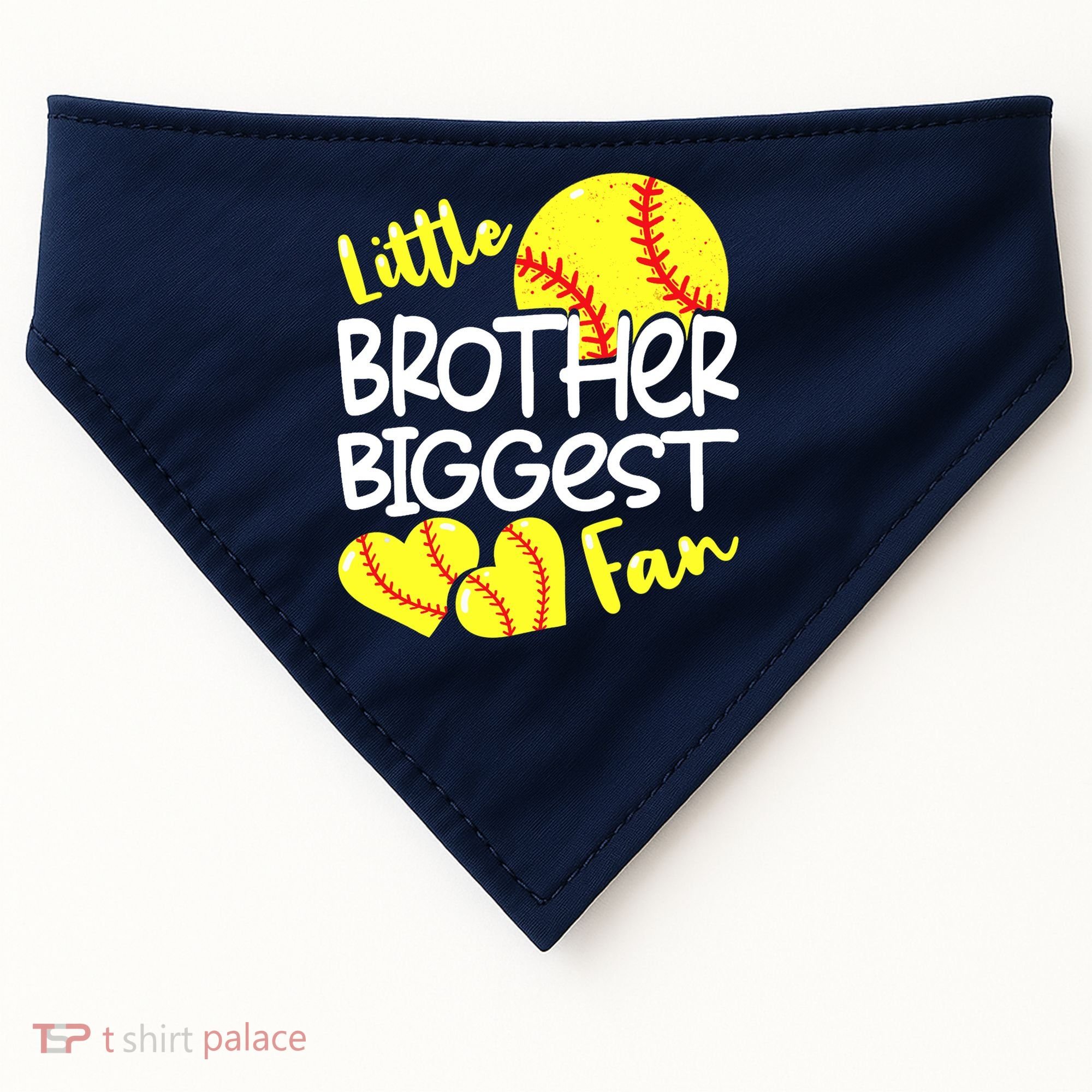Little Brother Biggest Fan Softball, Softball USA-Made Doggie Bandana
