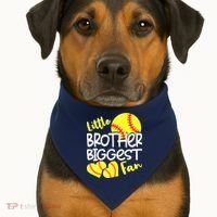 Little Brother Biggest Fan Softball, Softball USA-Made Doggie Bandana thumb 1