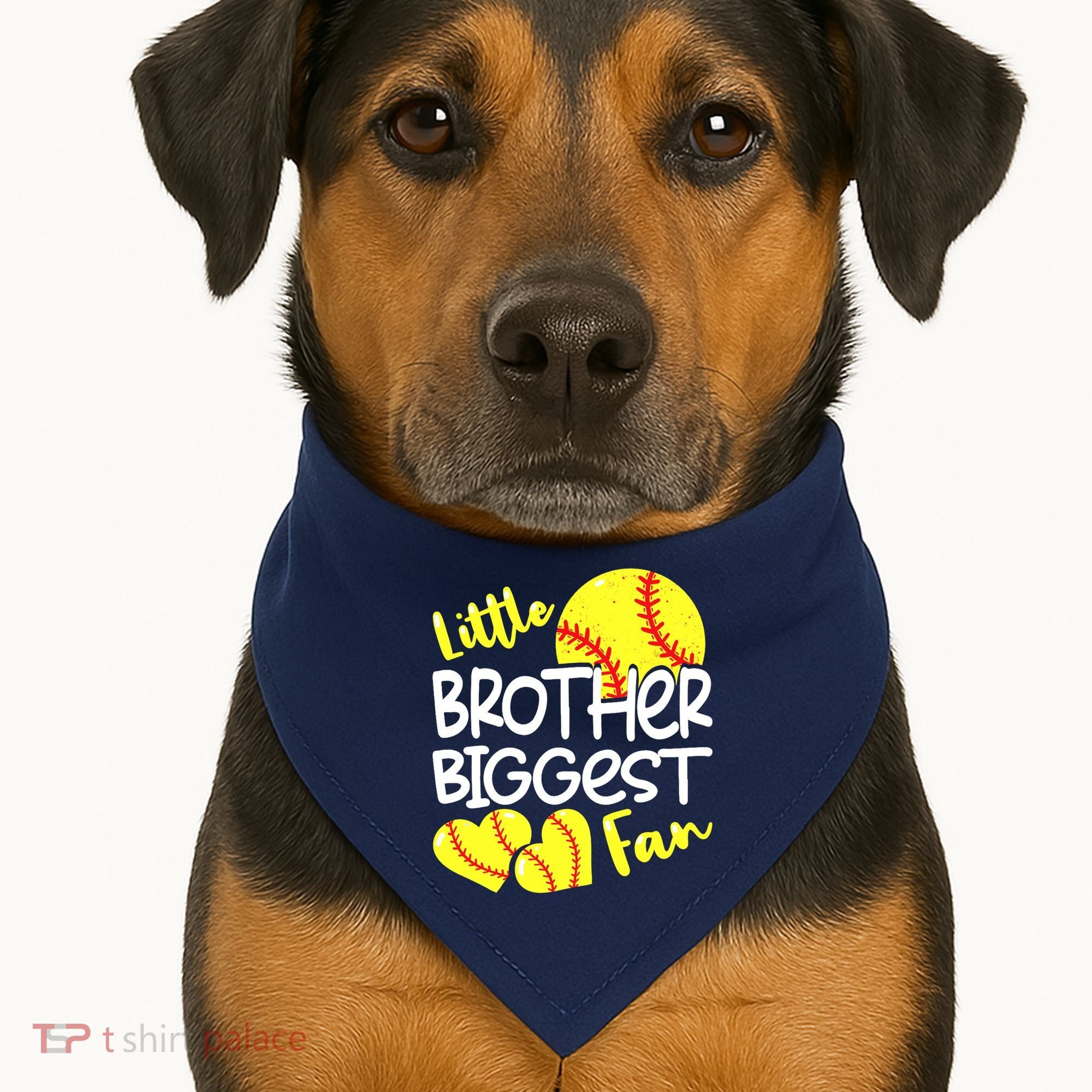 Little Brother Biggest Fan Softball, Softball USA-Made Doggie Bandana