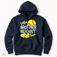 Little Brother Biggest Fan Softball, Softball Hoodie thumb 0