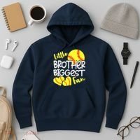Little Brother Biggest Fan Softball, Softball Hoodie thumb 3