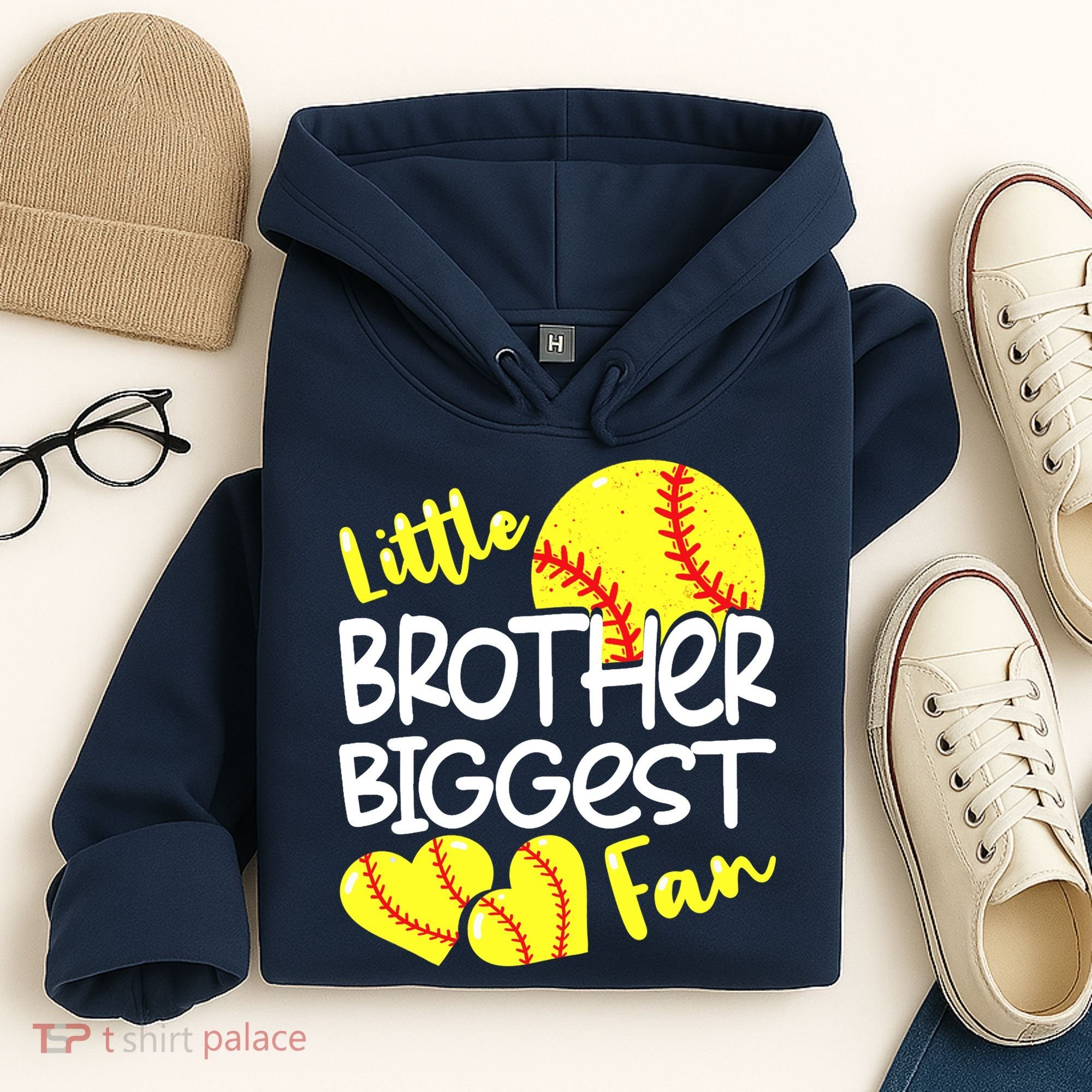 Little Brother Biggest Fan Softball, Softball Hoodie