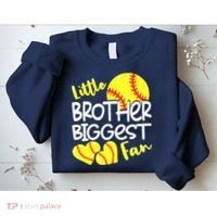 Little Brother Biggest Fan Softball, Softball Sweatshirt thumb 2