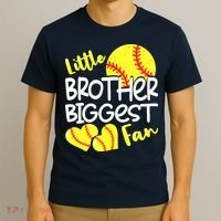 Little Brother Biggest Fan Softball, Softball T-Shirt thumb 3
