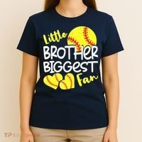 Little Brother Biggest Fan Softball, Softball T-Shirt thumb 4