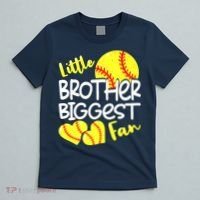 Little Brother Biggest Fan Softball, Softball T-Shirt thumb 5