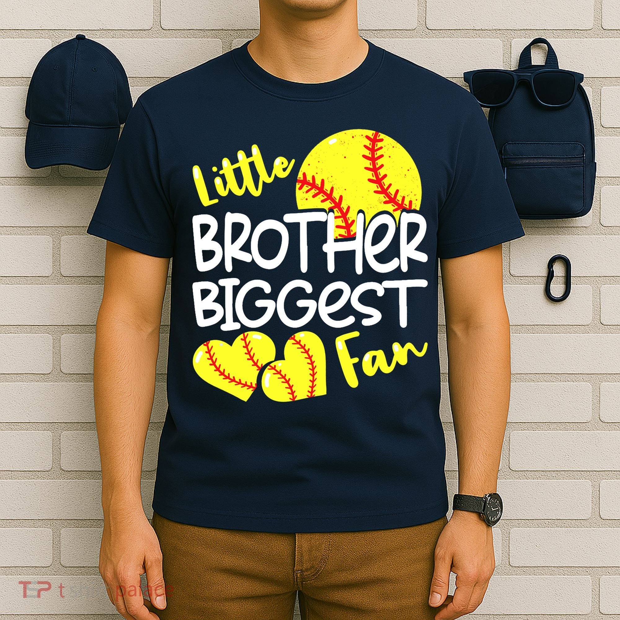 Little Brother Biggest Fan Softball, Softball T-Shirt