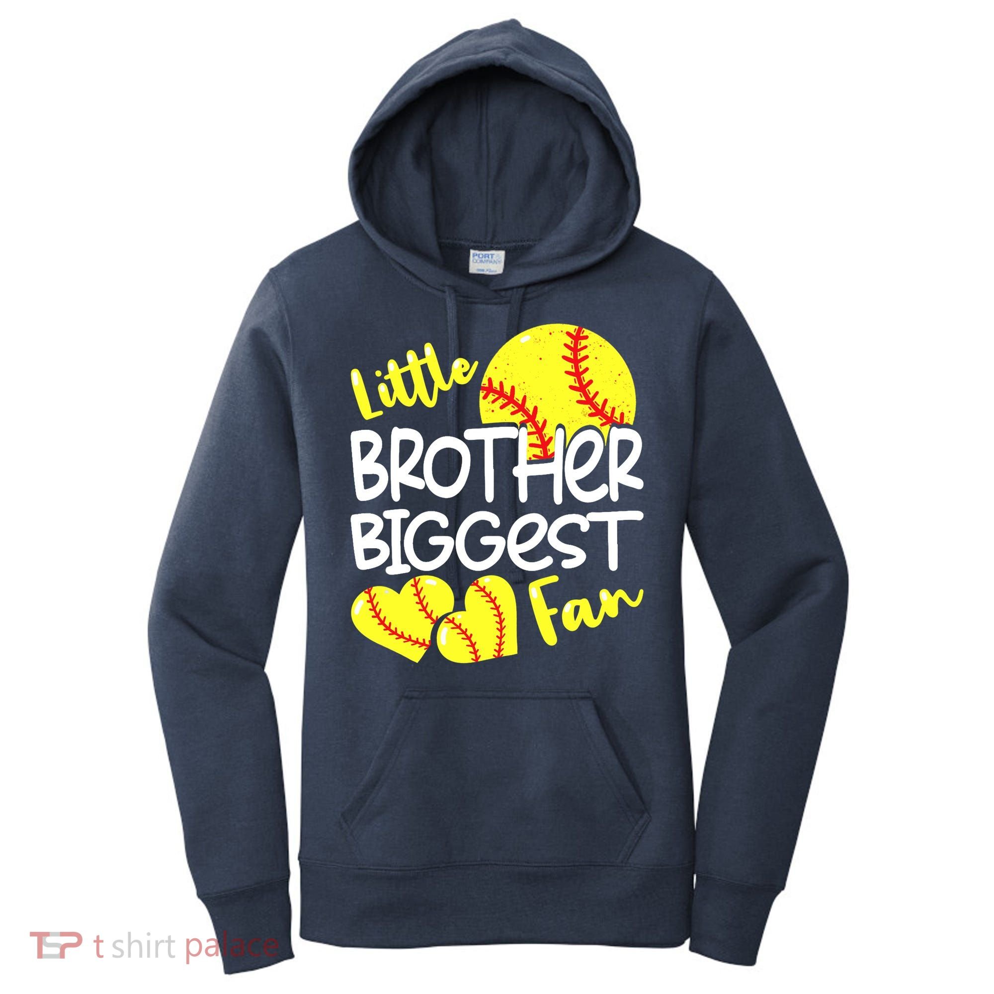 Little Brother Biggest Fan Softball, Softball Women's Hoodie