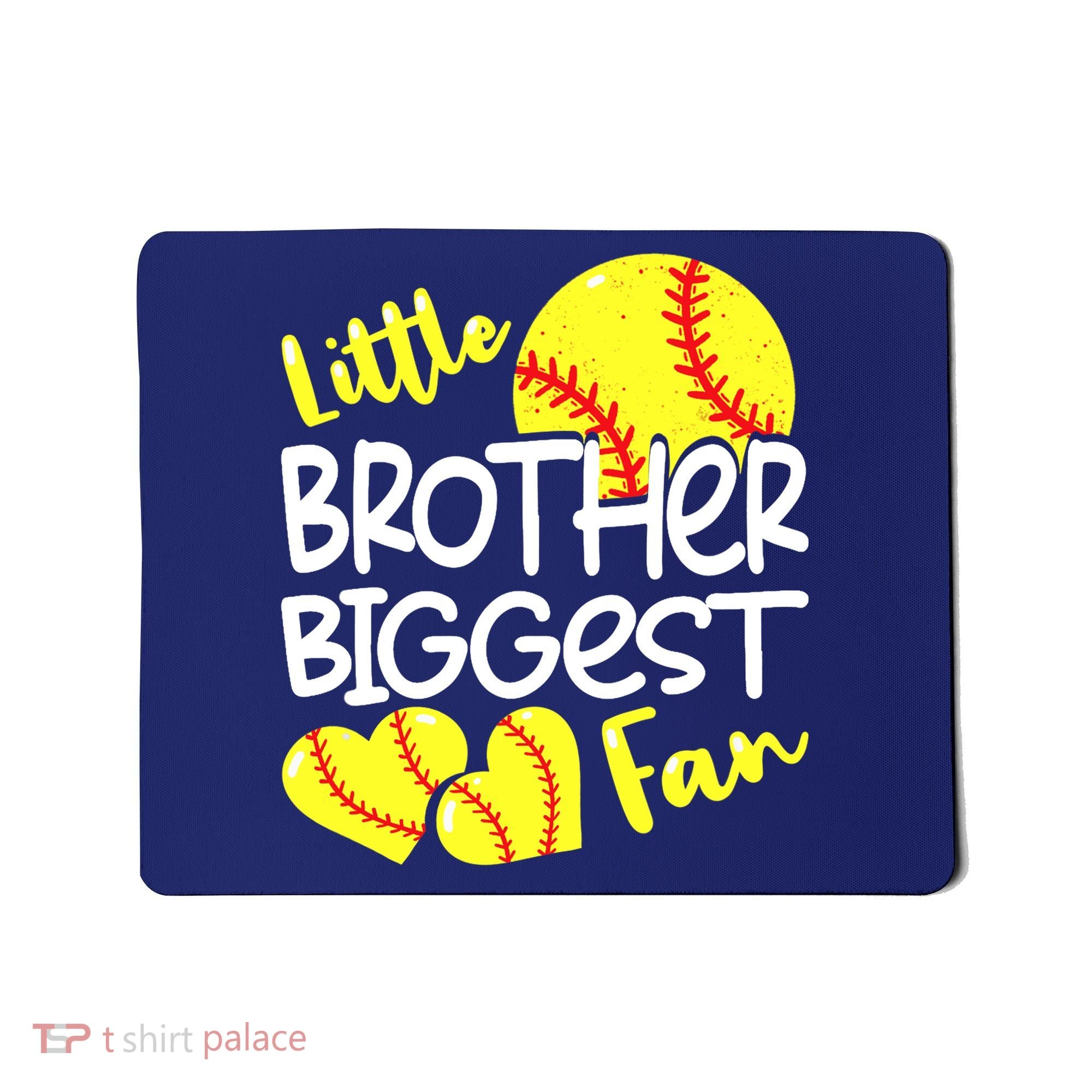 Little Brother Biggest Fan Softball, Softball Mousepad