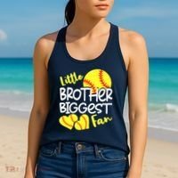 Little Brother Biggest Fan Softball, Softball Women's Tank Top thumb 2