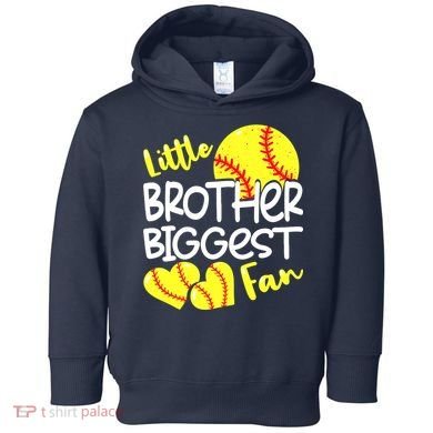 Little Brother Biggest Fan Softball, Softball Toddler Hoodie