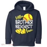 Little Brother Biggest Fan Softball, Softball Toddler Hoodie thumb 0