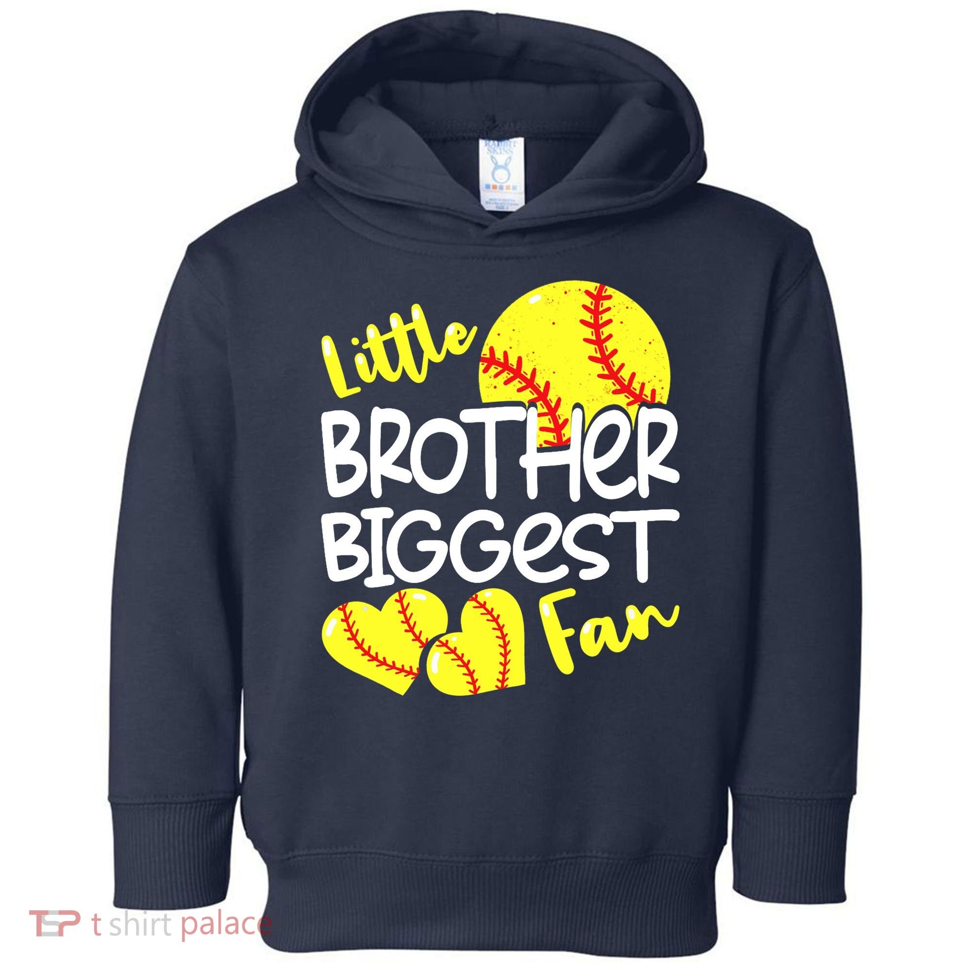 Little Brother Biggest Fan Softball, Softball Toddler Hoodie