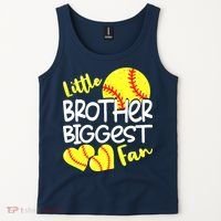 Little Brother Biggest Fan Softball, Softball Tank Top thumb 2